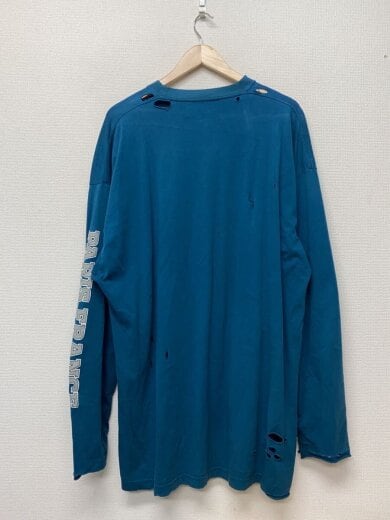 商品画像：22ss/クラッシュ加工オーバーサイズ/長袖Tシャツ/3/コットン/BLU/681046-TLVJ1 2