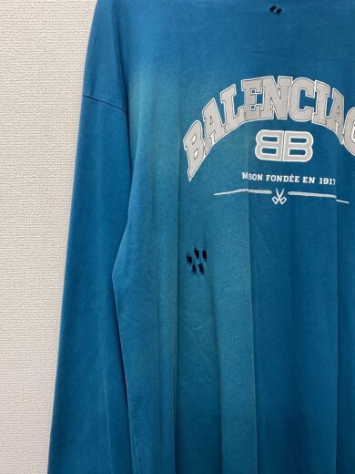 商品画像：22ss/クラッシュ加工オーバーサイズ/長袖Tシャツ/3/コットン/BLU/681046-TLVJ1 6