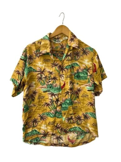 商品画像：Vintage/60s～70s/ISLAND FASHIONS/アロハ半袖シャツ/レーヨン/YLW/総柄// 1