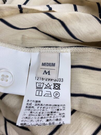 商品画像：半袖シャツ/M/コットン/BEG/ストライプ/1216-299-3033 4