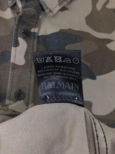 画像：BALMAIN長袖シャツ/40/コットン/ブラウン/カモフラ/W4HT120C6534