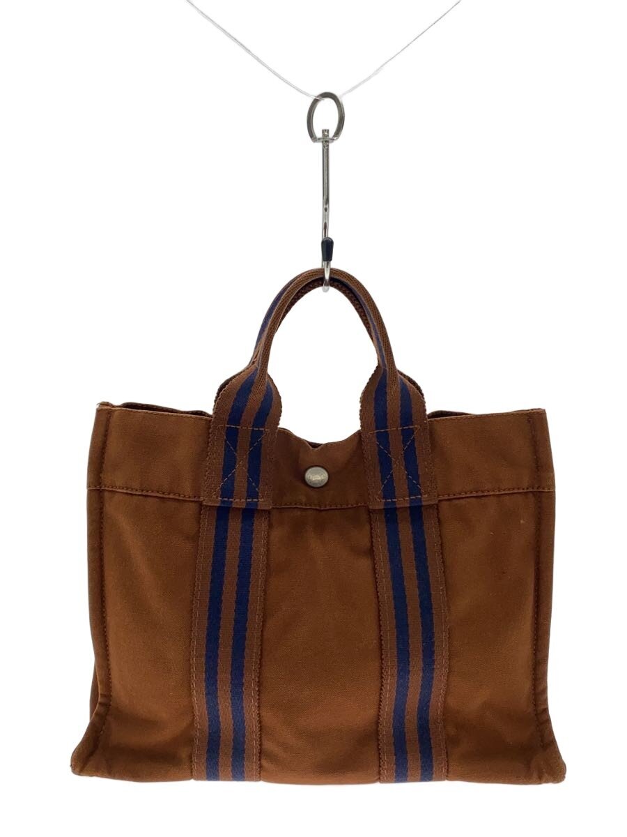 HERMES / ハンドバッグ/キャンバス/BRW