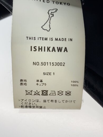 商品画像：セミダブルライダースジャケット/ノーカラー/1/羊革/BLK/無地/501153002 4