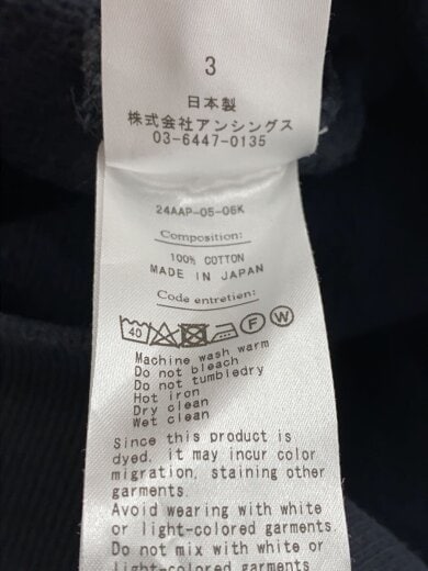 商品画像：スウェット/3/コットン/BLK/無地/24AAP-05-06K 5