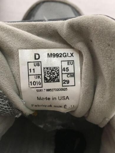 画像：NEW BALANCEM992GLX/ローカットスニーカー/29cm/グレー/インソ-ル無し/穴有/靴紐非正規品5