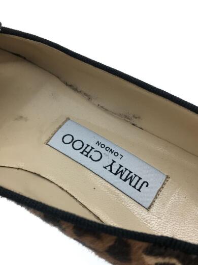 画像：JIMMY CHOOVANESSA FLAT/フラットシューズ/ハラコ/パンプス/34.5/ブラウン/レオパード/リボン/6
