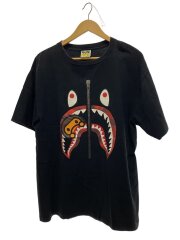 シャークTee/BABY MILO/フロントプリント/首元汚れ有/Tシャツ/XL/コットン/BLK