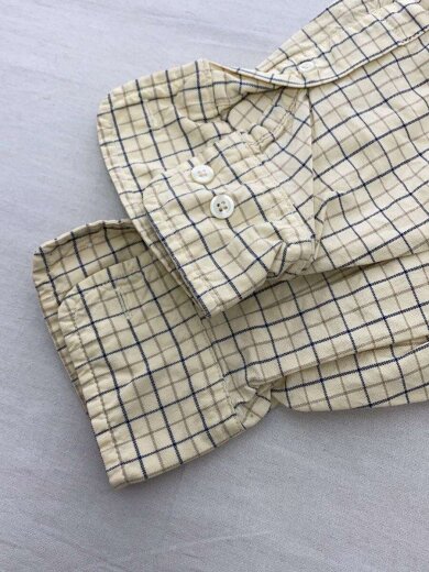 商品画像：90s/ビッグオックスフォード/長袖シャツ/XS/コットン/IVO/チェック 6