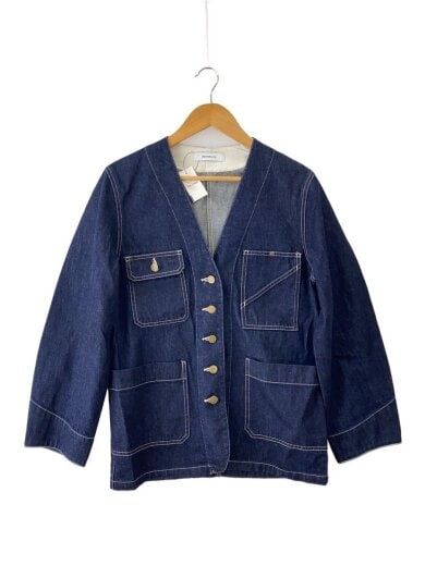 商品画像：ノーカラーカバーオール/ジャケット/M/コットン/インディゴ/221-0546 1