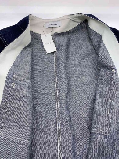 商品画像：ノーカラーカバーオール/ジャケット/M/コットン/インディゴ/221-0546 4