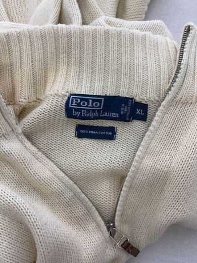 商品画像：90s/ハーフジップニット・セーター(厚手)/XL/コットン/CRM 3