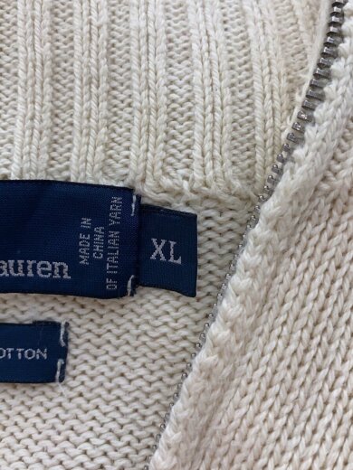 商品画像：90s/ハーフジップニット・セーター(厚手)/XL/コットン/CRM 4