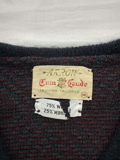 商品画像：60s/Vネックモヘアニット/毛足長/ニット・セーター(厚手)/M/モヘア/BLK/チェック// 3