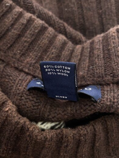 商品画像：00s/雪柄/スノーパターンニット・セーター(厚手)/L/コットン/BRW 4