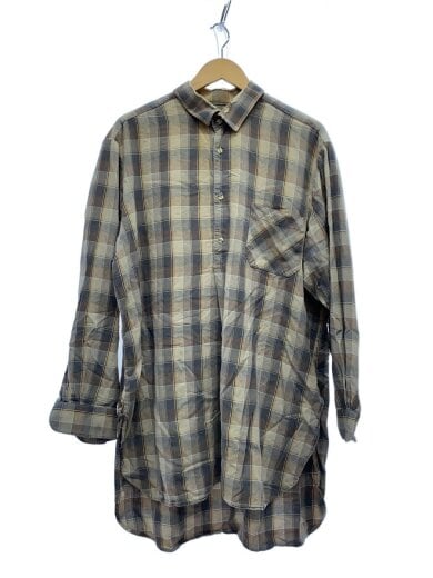 商品画像：長袖シャツ/30s～40s/マチ付きグランパシャツ/VT/コットン/BRW/チェック 1