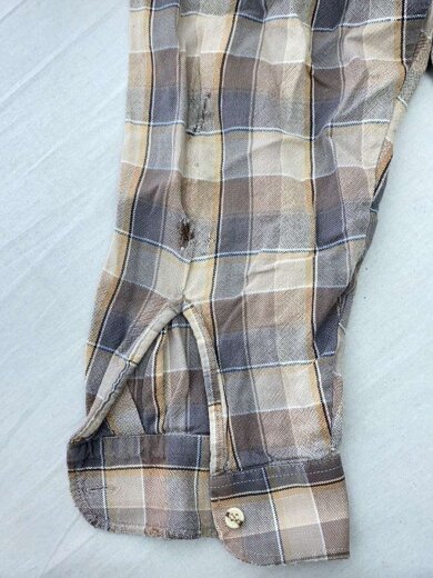 商品画像：長袖シャツ/30s～40s/マチ付きグランパシャツ/VT/コットン/BRW/チェック 6