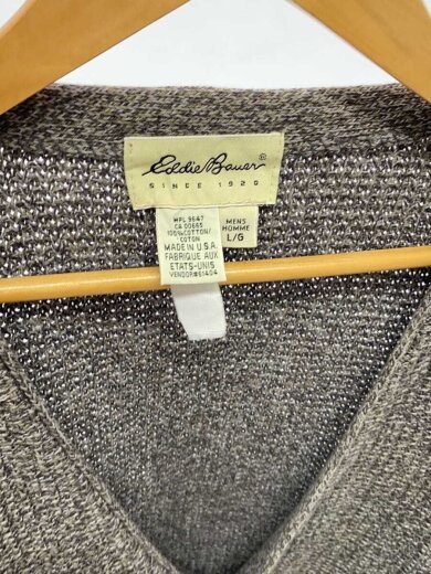 商品画像：ニットベスト(薄手)/L/コットン/BRW/無地/USA製/90s// 3