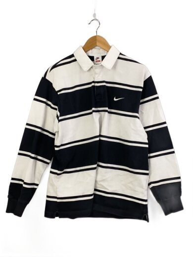 商品画像：ポロシャツ/M/コットン/ホワイト/ボーダー/HF9641-010/25SS/Stripe Rugby// 1