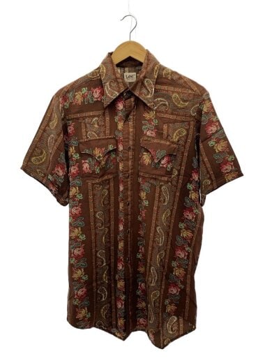 商品画像：60s～70s/usa製/半袖ウエスタンシャツ/総柄/16.5/レーヨン/BRW/ペーズリー// 1