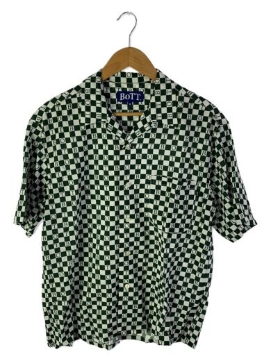 商品画像：Checkerboard S/SL Shirt/半袖シャツ/M/レーヨン/GRN/総柄/231bott06// 1