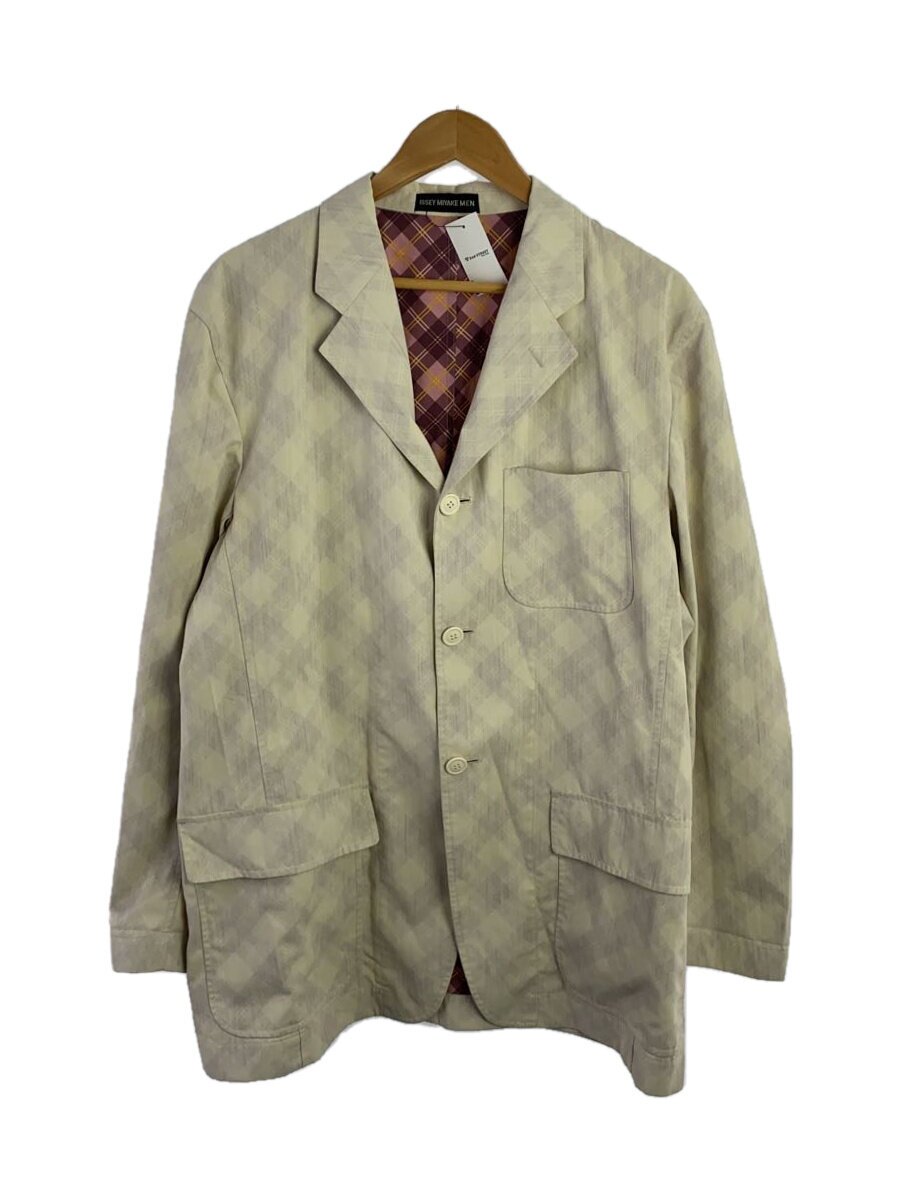ISSEY MIYAKE MEN / 3B/テーラードジャケット/4/ポリエステル/BEG/チェック/ME11FD078//