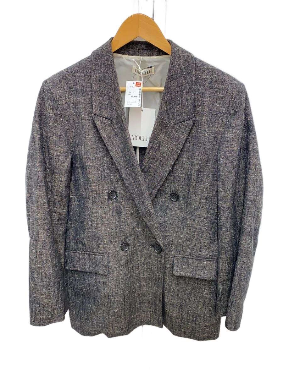 EMOELLE / 25SS/シルクネップテーラードジャケット/テーラードジャケット/38/コットン/GRY/GAV-74051