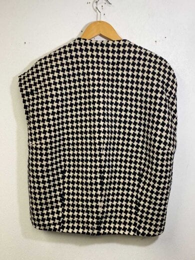 商品画像：ドビーハウンドトゥースバレルジレ/36/ウール/BLK/千鳥格子/14-07-24-07703// 2