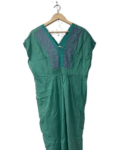 商品画像：コットンボイルストライプエンボスカラードレス/--/コットン/GRN/ストライプ/010511GP3 1