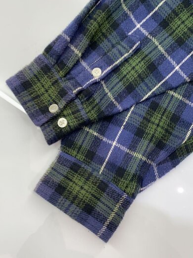 商品画像：24AW/Distressed Check Shirt Hoodie/長袖シャツ/M/コットン/BLU/チェック 6