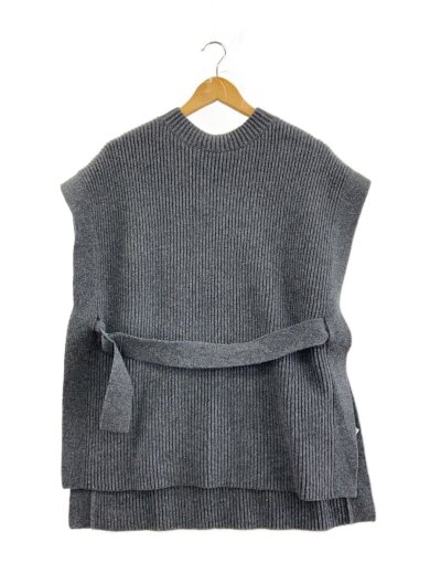 商品画像：24AW/Fine Wool Rib Knit Crew Neck Belt/0/ウール/GRY/GL243-80165 1