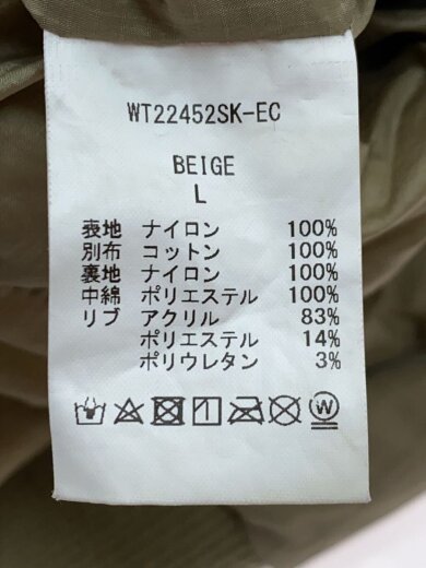 画像：WILDTHINGSコート/L/ナイロン/BEG/無地/WT22452SK-EC4
