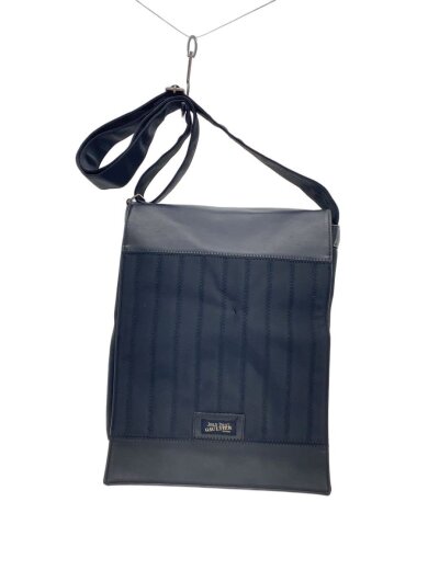 商品画像：レザー切替/ショルダーバッグ/ナイロン/BLK/無地 1