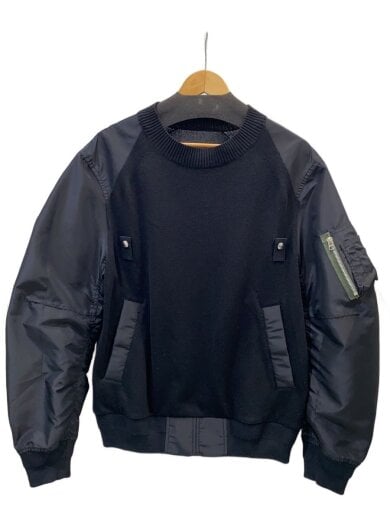 商品画像：Nylon Twill Knit Blousonニット・セーター(薄手)/2/--/BLK/無地/25-036 1