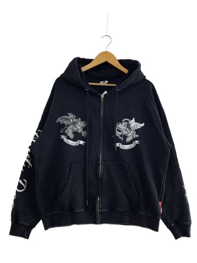 商品画像：ユーズド加工/ジップパーカー/M/コットン/BLK/無地 1