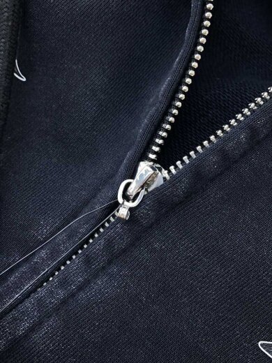 商品画像：ユーズド加工/ジップパーカー/M/コットン/BLK/無地 6