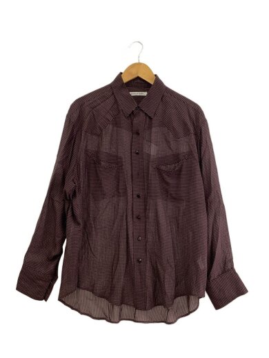 商品画像：SHEER WESTERN SHIRTS/長袖シャツ/S/レーヨン/BRW/チェック/800-5150076 1