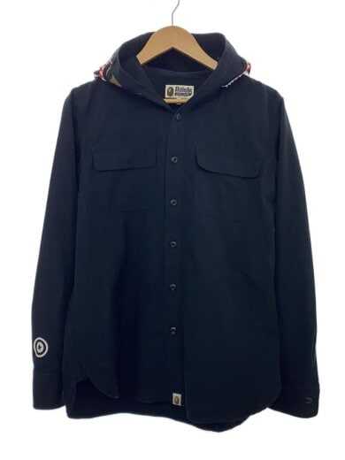 商品画像：長袖シャツ/L/コットン/BLK/無地/001SHD801015X// 1