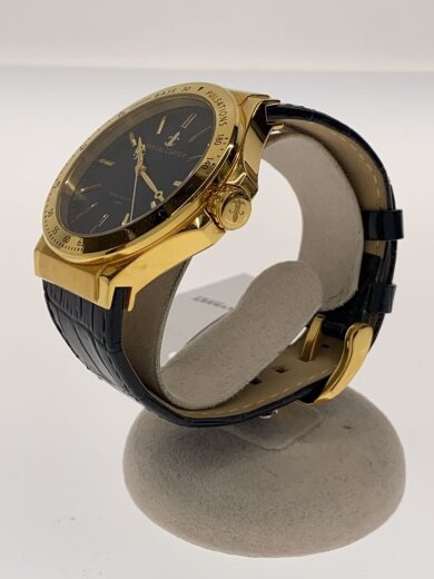 商品画像：クォーツ腕時計/アナログ/レザー/BLK/GLD/SS// 2