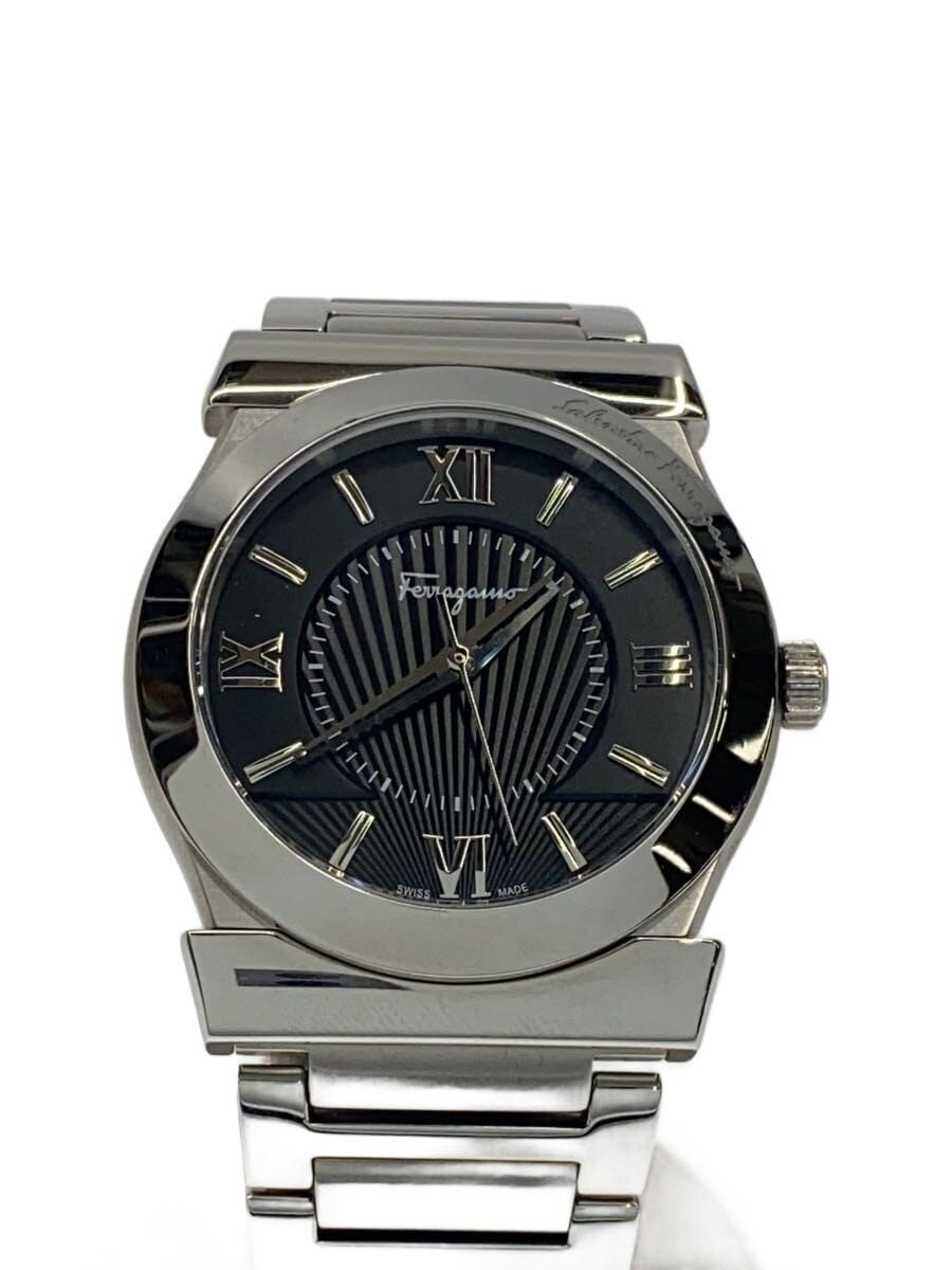 Salvatore Ferragamo / クォーツ腕時計/アナログ/ステンレス/BLK/SLV/F10