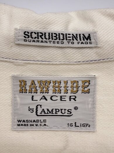 商品画像：CAMPUS RAWHIDE LACER/レースアップシャツ/16 1/2/L/WHT/USA製/60s 3
