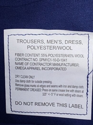 商品画像：ボトム/36/ポリエステル/BLU/8405-01-552-1789/DSCP製/SERVICE UNIFORM 6