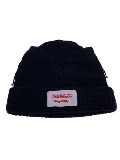 商品画像：ニットキャップ/--/ウール/BLK/無地/レディース 1