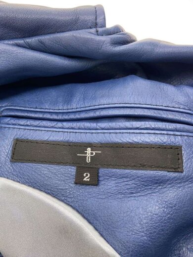 画像：NO ID.ダブルライダースジャケット/2/牛革/BLU/無地/853203-534L3