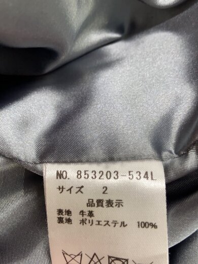 画像：NO ID.ダブルライダースジャケット/2/牛革/BLU/無地/853203-534L4