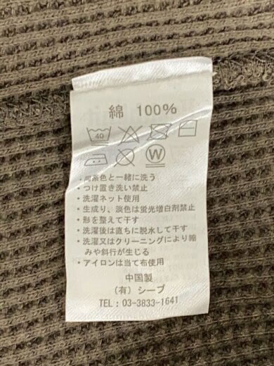 商品画像：長袖Tシャツ/M/コットン/KHK/無地/990/ヘンリーネック/ワッフル地/60s// 5