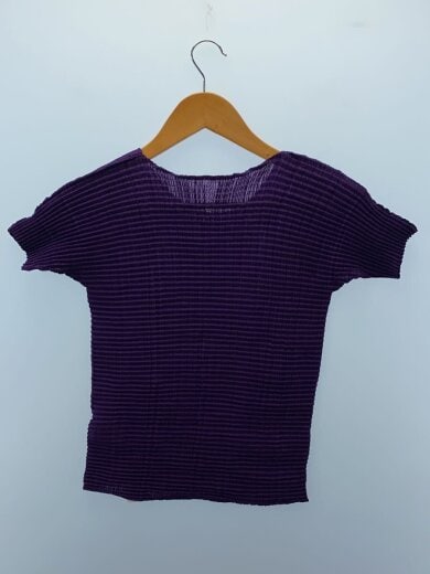 商品画像：プリーツカットソー/L/ポリエステル/パープル/プリーツTシャツ/半袖カットソー/IM92-FJ507 2