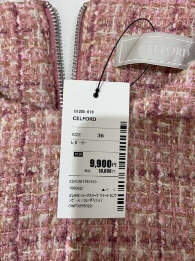 商品画像：25AW/ハーフスリーブツイードミニワンピース /36/ポリエステル/PNK/CWF0255022 4