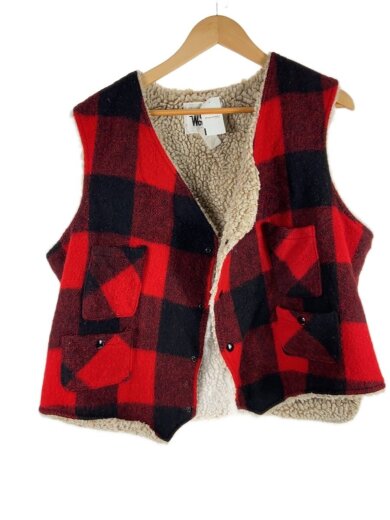 商品画像：ベスト/--/ウール/RED/チェック 1