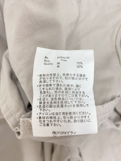 商品画像：YURK GENIET VAN/ノースリーブワンピース/FREE/コットン/BEG 4