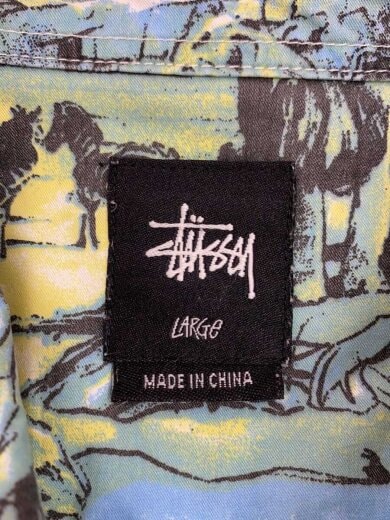 画像：STUSSY長袖シャツ/L/コットン/GRN/総柄3